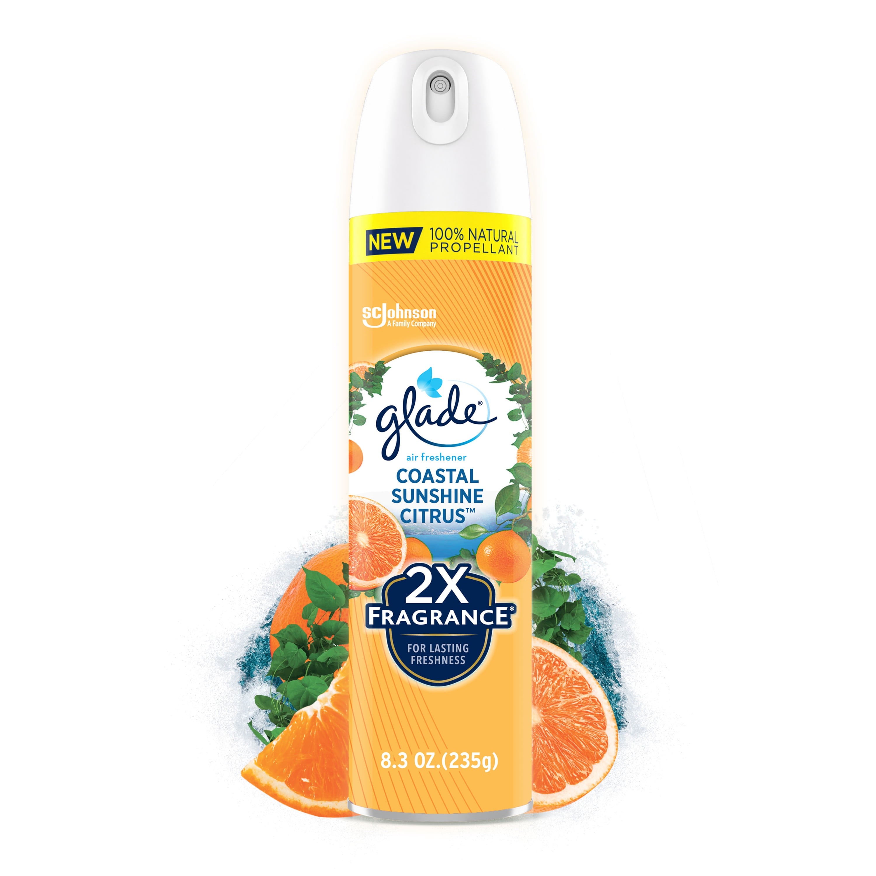 Glade Aerosol Spray, Air Freshener for Home, Coastal Sunshine Citrus Scent, Fragrance Infused with Essential Oils, Invigorating and Refreshing, with 100% Natural Propellent, 8.3 Oz