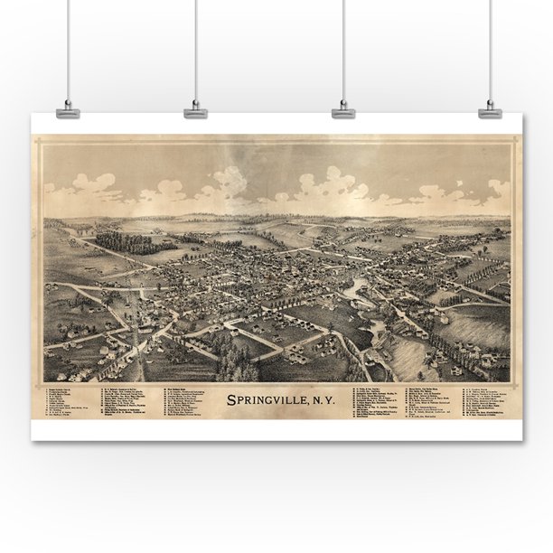 Springville, New York Panoramic Map (36x54 Giclee Gallery Print, Wall