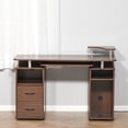 thumbnail image 5 of HOMCOM Multi-Function Computer Desk Home Office Workstation with Sliding Keyboard Tray, Elevated Shelf, Drawers and CPU Stand, Brown, 5 of 9