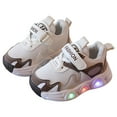 thumbnail image 3 of Durtebeua Toddler Light Up Shoes Boys, Kids Shoes Sport Sneaker LED for Toddles Boys Girls Khaki-01,2.5-3 Years, 3 of 6
