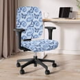 thumbnail image 3 of SCRAWLGOD Butterfly Tie-Dye Blue Elastic Computer Office Chair Cover Comfy Easy to Install Desk Chair Cover Non-Slip Stain Resistant Rotating Chair Slipcover, 2 Piece Sets, 3 of 7