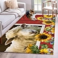 thumbnail image 5 of Area Rug 48×72in, Farm Red Barn and Animal Sheep Floor Carpet Living Room Rug, Blooming Sunflower Floral Art Non-Slip Welcome Mat Indoor Rugs for Bedroom Dining Room, 5 of 9