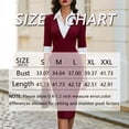 thumbnail image 5 of Morttic Women's Contrast Collar 3/4 Sleeve Bodycon Midi Dress – Slim Pencil Elegant Formal Office Dress Business Casual Outfit Wine Red，S, 5 of 5