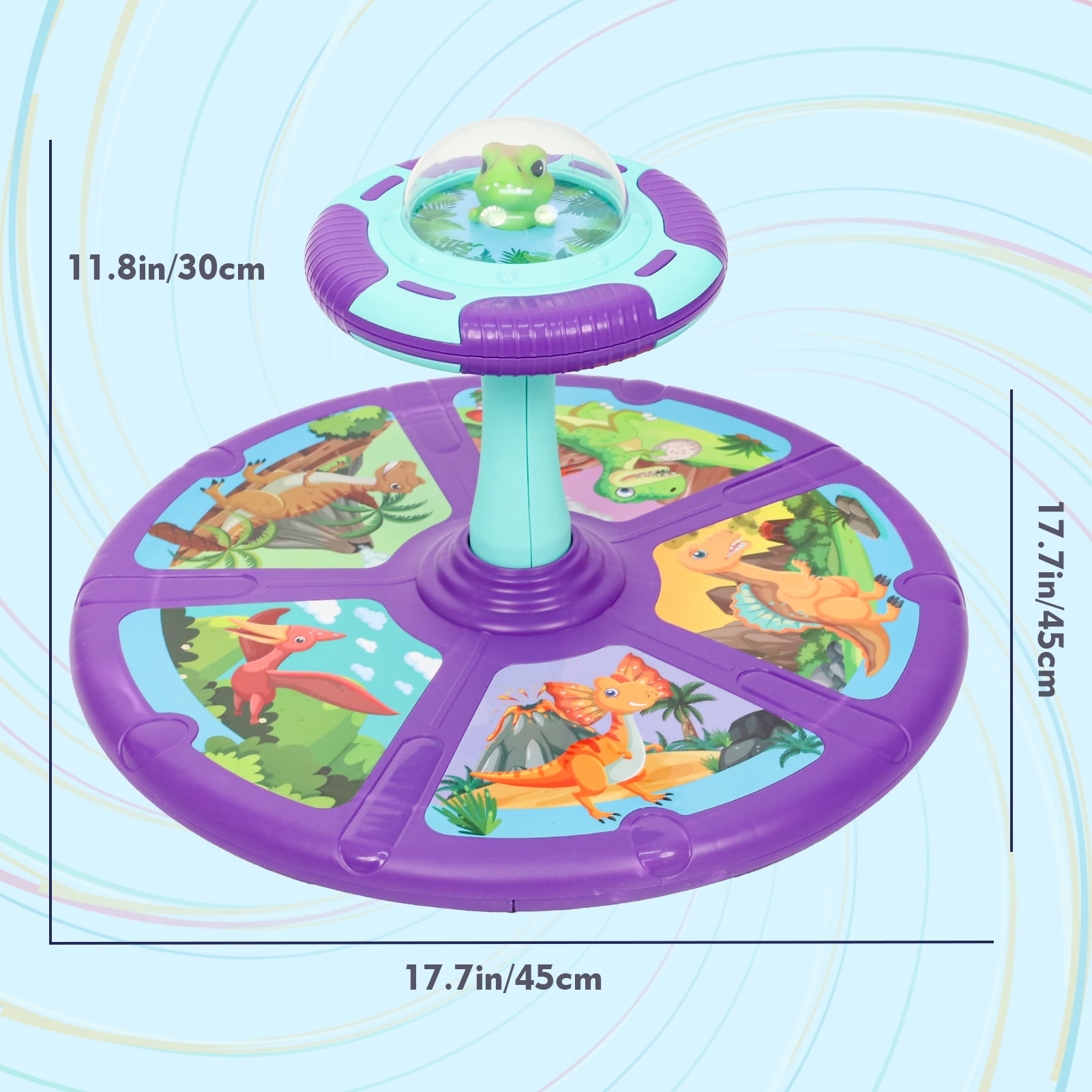 Wdmiya Dinosaur Sit and Spin Toys for Toddlers 1-4, 360° Spinning Seat Activity Toy with Light and Music, Christmas Birthday Gifts for Boys and Girls, Kids Twister Toy