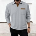 thumbnail image 6 of Mens Shirts, Men's Casual Shirts Classic Long Sleeve Basic Button T-Shirt Lapel Lightweight Fall Golf Tops with Pocket Gray S, 6 of 9
