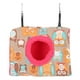 thumbnail image 1 of Hamaca colgante cálida para loros, casa nido esponjosa de felpa para pájaros, cama columpio para ardillas y hámster, patrón de búho y fondo rojo rosa, 1 of 5