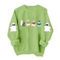 thumbnail image 3 of TKLPEHG Womens Halloween Sweatshirt 2026 Fashion Bookish Reading Ghost Graphic Sweatshirt For Book Lover Long Sleeve Crewneck Funny Pullover (Mint Green,XXL), 3 of 6