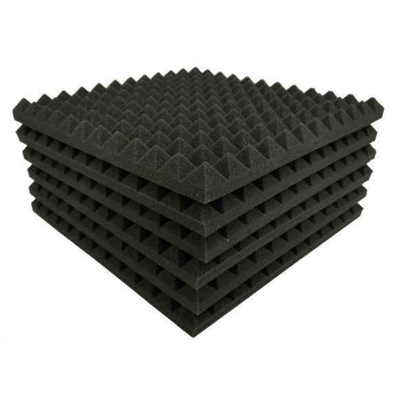 12 Pack Pyramid Shape Soundproof Foam Sound Proof Padding Treatment Panel for Bass Insulation,12x soundproofing foam,Black