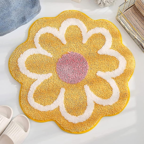 Alfombra de área de flores, alfombra de baño Floral bonita, alfombra redonda de microfibra suave para suelo de flores, absorción de agua