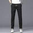 thumbnail image 2 of Pantalones de seda de hielo para hombre, sueltos, rectos, informales, de verano, finos, de secado rápido, elásticos, deportivos, gris claro, 4XL, 80-90 kg, 2 of 5