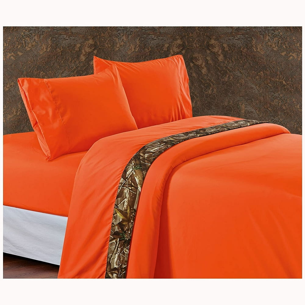 Saverio Oak Timber Hunter 3Piece Camo Bedding Sheet Set Flat Sheet