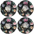 thumbnail image 2 of Shower Caps,Pioneer Flower Floral Print Pattern Waterproof Shower Cap for Women 4 Pieces,Double Reusable Hair Cover for Shower PEVA Elastic Stretch Hem, 2 of 7