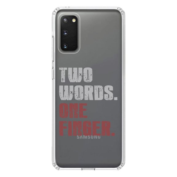DistinctInk Clear Shockproof Hybrid Case for Galaxy S20 ULTRA / 5G (6.9" Screen) - TPU Bumper Acrylic Back Tempered Glass Screen Protector - Two Words. One Finger.