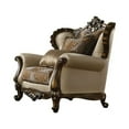 thumbnail image 2 of ACME Latisha Chair with Nailhead Trim in Tan Pattern Fabric and Antique Oak, 2 of 5