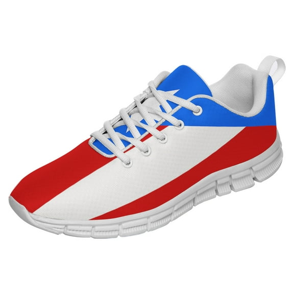 Puerto Rico Shoes Men Women Running Tennis Shoes Breathable Casual Puerto Rico Flag Sneakers White Size 9