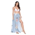 thumbnail image 2 of FORMRS Womens Long Sarong Beach Wrap Semi-Sheer Bikini Skirt Bathing Swimsuit Cover Up, Blue Rabbits, 2 of 7