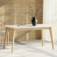 thumbnail image 4 of White Oak Color Mid-century Dining Table, Faux Wood Tabletop And Solid Rubberwood Legs, 57.81" W X 35.01" D 29.19" H Charming Deck Tone,, 4 of 5