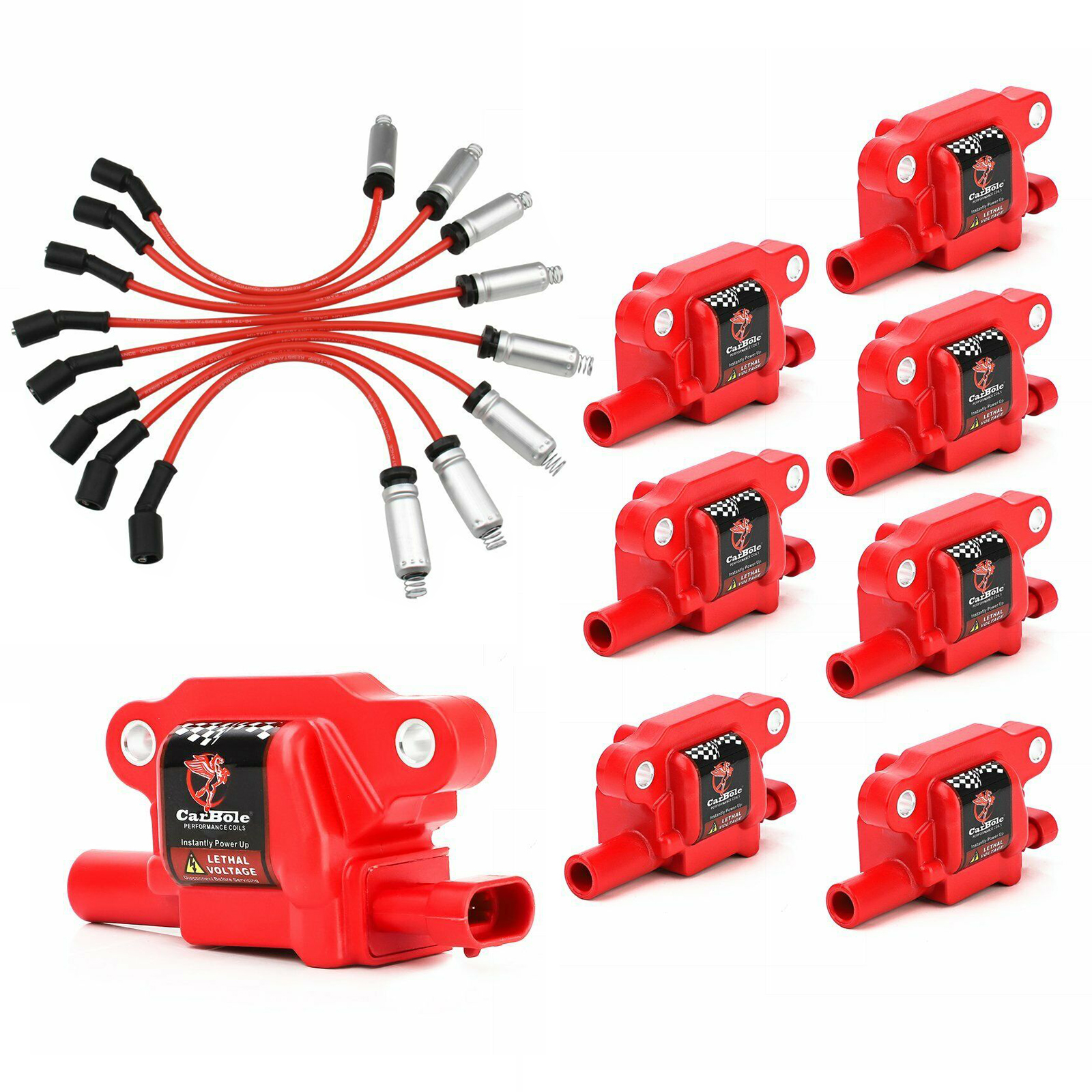 8 Pack Square Ignition Coil & Spark Plug Wire for Chevy Silverado 1500 Tahoe GMC C1511 UF413