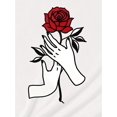 thumbnail image 3 of Women's Casual Rose Print T-Shirt Soft,Round Neck,Short Sleeve Tee with Stretch, 3 of 5