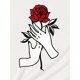 thumbnail image 3 of Women's Casual Rose Print T-Shirt Soft,Round Neck,Short Sleeve Tee with Stretch, 3 of 5