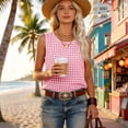thumbnail image 5 of YUGYXL Womens Gingham Crop Tank Tops Spring Summer Sleeveless Vest Top ZA Pink XL, 5 of 9