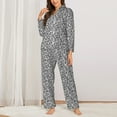 thumbnail image 2 of Honeii Weave Geometric print Women's Pajama Sets Long Sleeve Button Down Sleepwear Nightwear Soft Pjs Lounge Sets-X-Large, 2 of 7