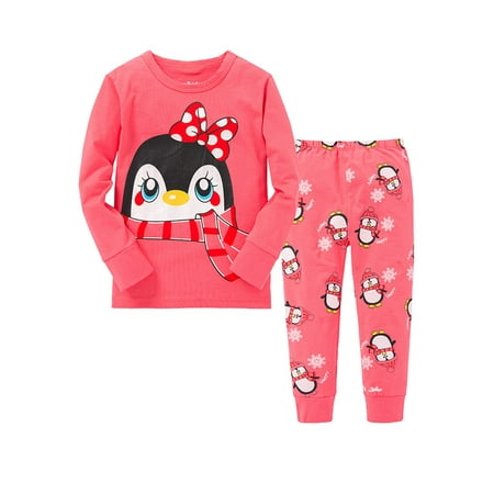 

Suanret Baby Girl Cotton Penguin Sleepwear Nightwear Outfits Set Age 1-7 Years