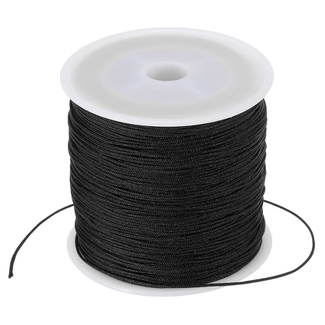 Unique Bargains 0.8mm x 109 Yard Nylon Satin Cord 0.8mm Beading String Braided Rope, Black