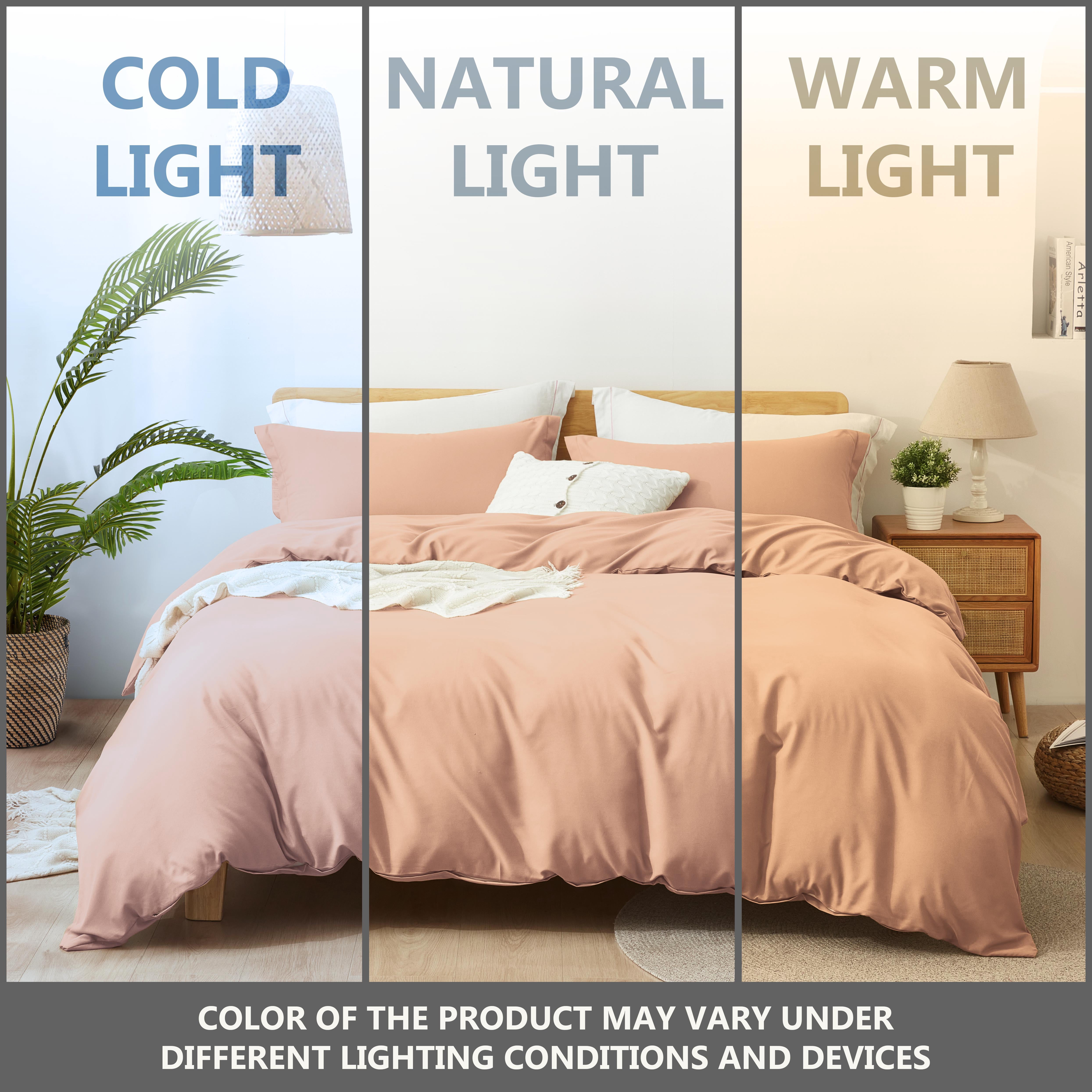Alazuria Duvet Cover Set Soft Prewashed Microfiber with zipper and 4 corner ties Pink color King size ( 104" x 90" )