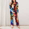thumbnail image 2 of Honeii Colorful Art Dog print Women's Pajama Sets Long Sleeve Button Down Sleepwear Nightwear Soft Pjs Lounge Sets-Large, 2 of 7