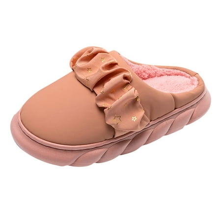 

Women Walking Shoes Winter Couples Women Warm Home Baotou Thick Bottom Waterproof Soft Bottom Comfortable Solid Color Flat Cotton Slippers slipper for Women PU Red