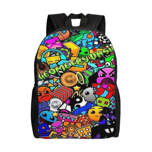Geo-metry Game Dash Lightweight Backpack Laptop Shoulders Bag Bookbag Daypack Travel Women Men