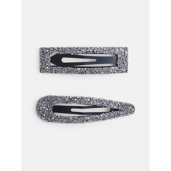 No Boundaries Chunky Glitter Hair Clip Set, 2-Piece, Women's