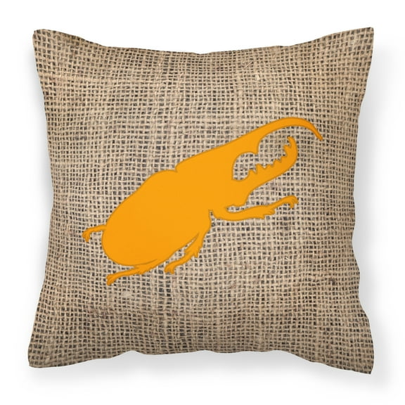 Carolines Treasures BB1056-BL-OR-PW1818 Beetle Burlap and Orange Canvas Fabric Decorative Pillow BB1056 18H x18W