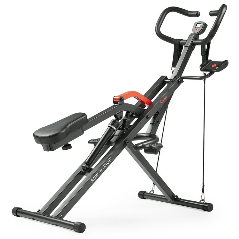Sunny Health & Fitness Row-N-Ride Pro Squat Rower, Smart photo 1