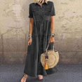 thumbnail image 1 of AMERTEER Robe Chemise Longue Maxi Grande Taille pour Femmes, Robe Tunique en Denim à Boutons, Robe Chemise Kaftan, Robe Ample Évasée, Bleu Foncé 3TG, 1 of 2