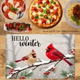 thumbnail image 2 of JOOCAR Hello Winter Cardinal Birds Snowy Branches Linen Table Mats Set of 4 for Home Kitchen Table Decor 12x18 inch, 2 of 5