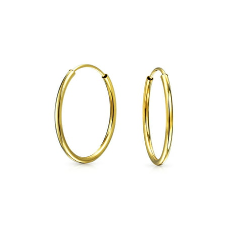 Bling Jewelry Thin Classic Endless 14K Gold Hoop Earrings 16mm