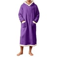 thumbnail image 2 of AnuYalue Mens Hooded Bathrobe Winter Warm Fleece Lined Sleep Gowns Soft Flannel Nightgown Long Sleeve Sleep Shirt with Pocket, 2 of 4
