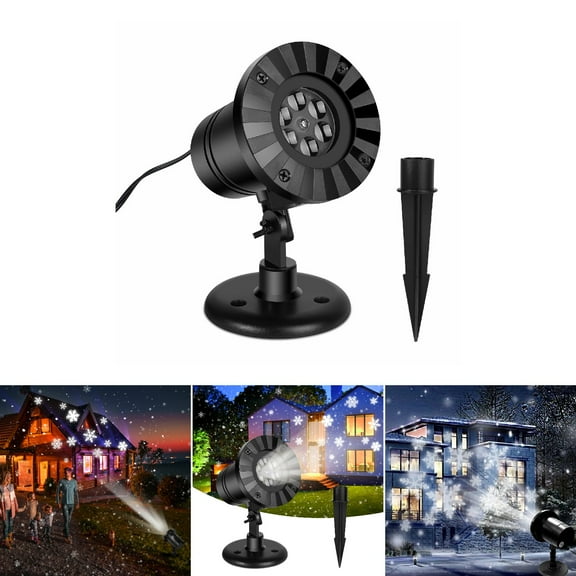 Eurhowing Christmas Snowflake Projector Lights, IP65 Waterproof Outdoor Indoor Dynamic Snowfall Lights, 180° Rotating LED Landscape Spotlight, 1 Pack