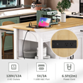 thumbnail image 3 of Kitchen Island with Extendable Table and Power Outlet, Wood Kitchen Rolling Cart with 2 Drawers & 2 Cabinets, Internal Storage Rack and Adjustable Shelf, White, 3 of 9