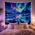 thumbnail image 2 of Aurora Borealis Over Icy Lake with Icebergs and Mountains, Majestic Digital Art for Nature Lovers, Celestial Wall Decor, Housewarming Gift Tapestry Wall Hanging for Bedroom and Living Room, 2 of 7