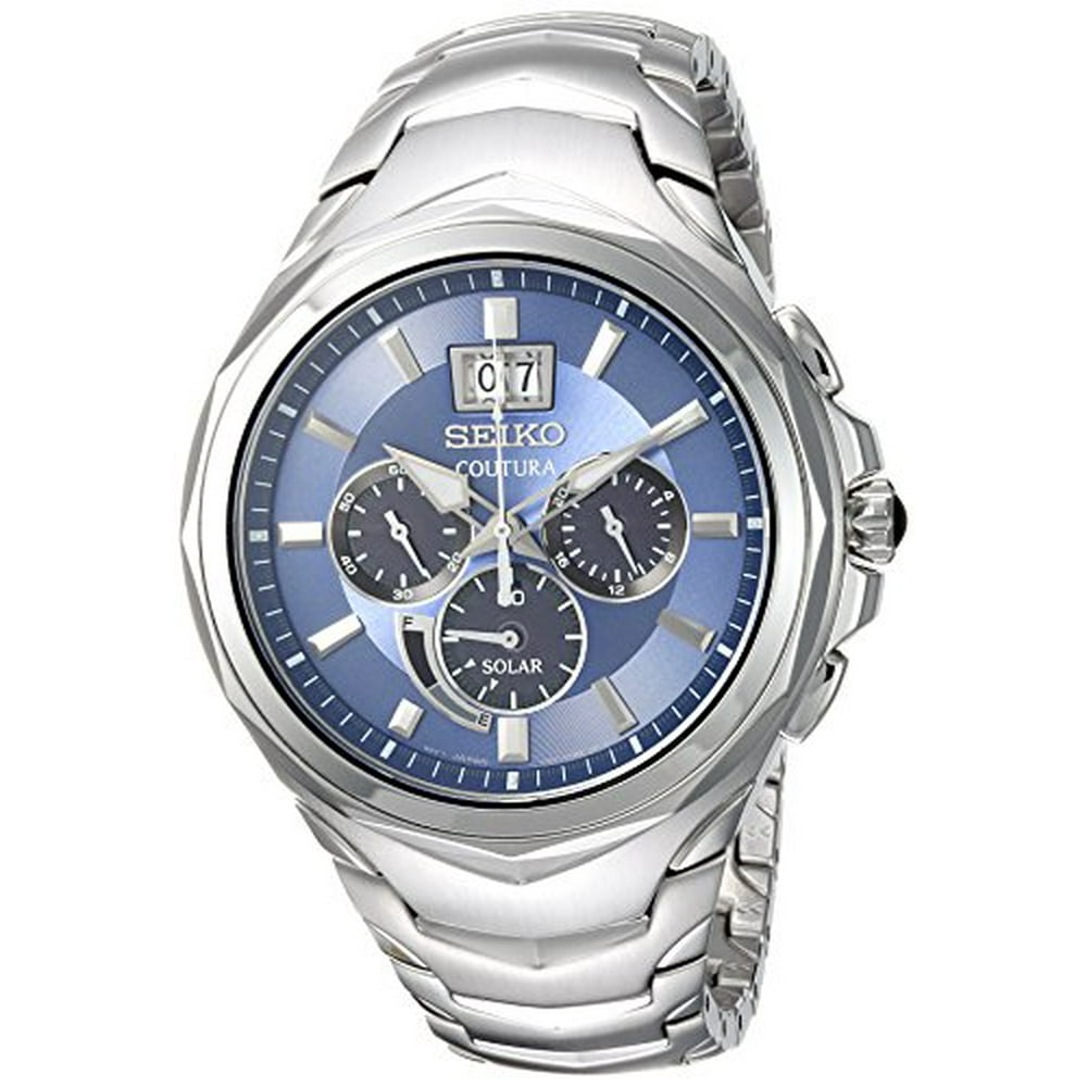 seiko silver dial 2 tone chrono coutura watch