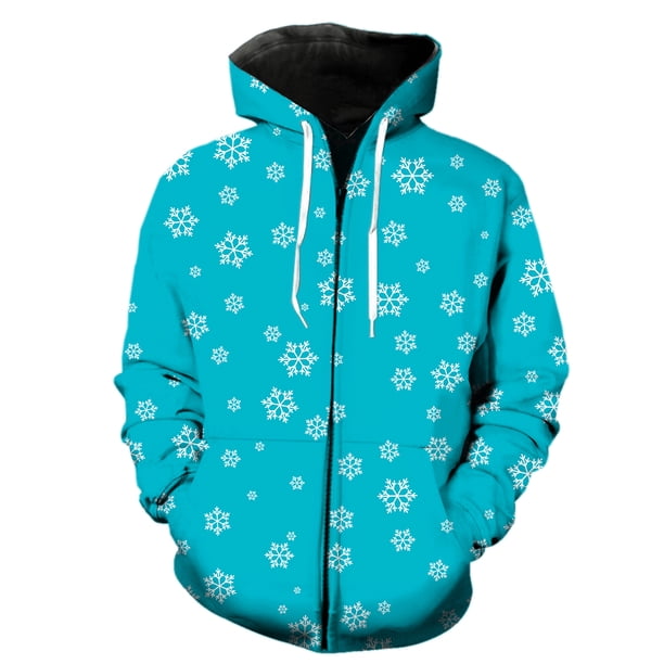 Sudadera con capucha y cremallera para hombre, unisex, con estampado de copos de nieve de invierno, ideal para adolescentes, gran oferta 2024, divertida y con capucha, con estampado 3D, para primavera