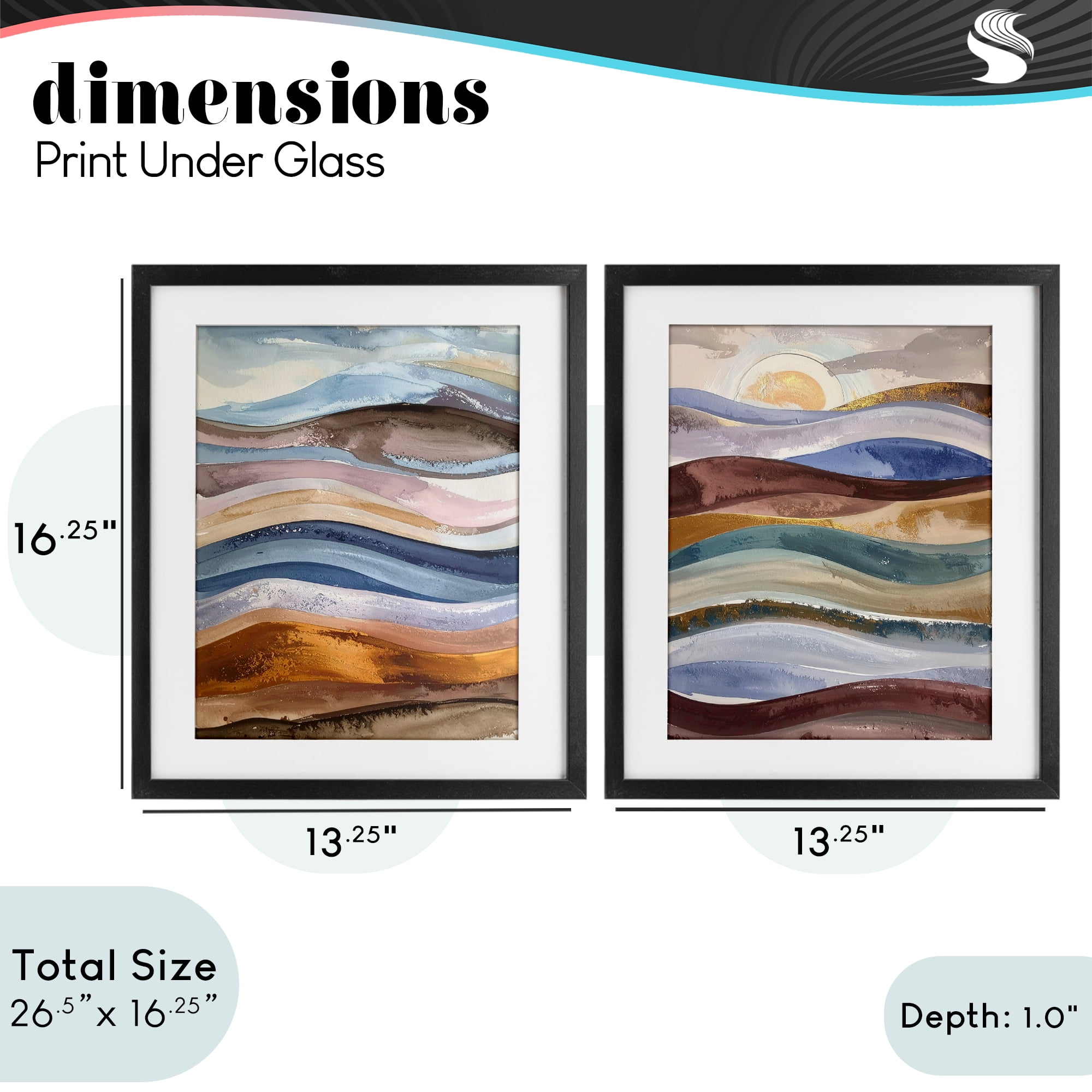 Stupell Industries Earthy Ocean Flow 2 Piece Black Framed Print Under Glass Set, design by Alonza Saunders