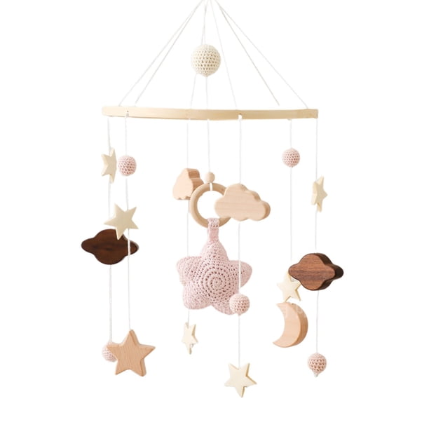 Móvil para cuna Móvil para bebé Campana de viento Móvil para bebé Madera con adornos de nubes Para la habitación del bebé Para colgar en la cuna Regalo para niñas o niños Sonajero