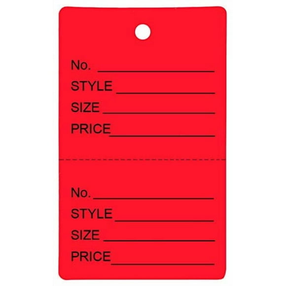 100 Qty Unstrung Red Price Tags w/Perforated Stub