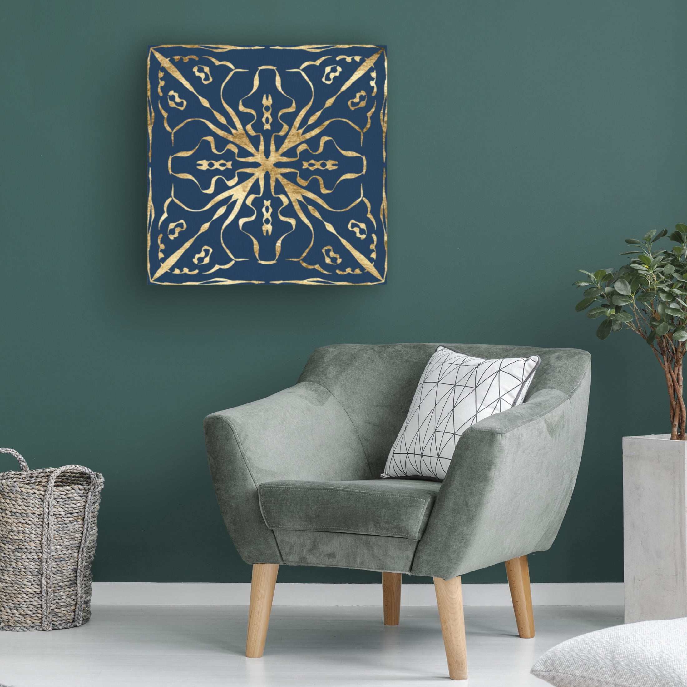 Trademark Fine Art Alonzo Saunders  Motif on Blue III Canvas Wall Art
