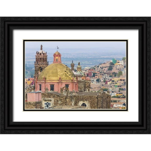 Paulson, Don 32x23 Black Ornate Wood Framed with Double Matting Museum Art Print Titled - Mexico Overview of church dome and city