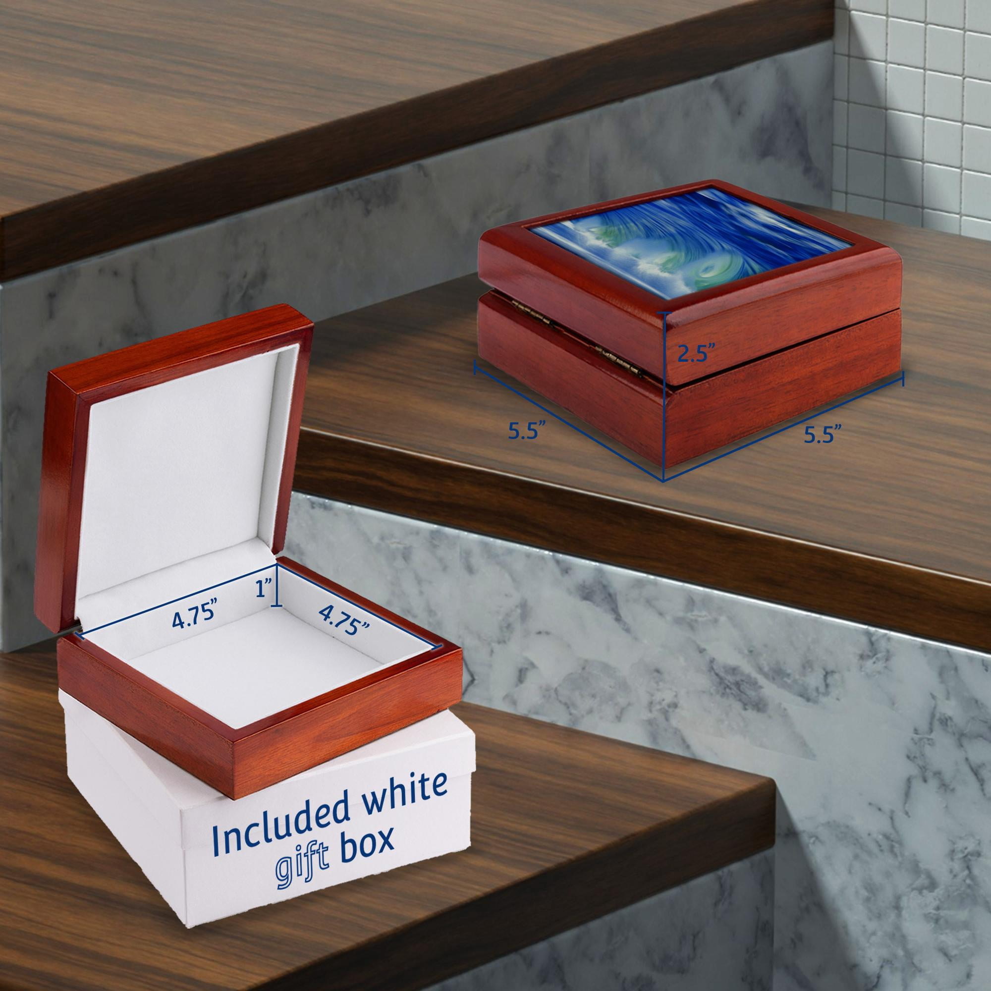 3dRose, Beauty Of An Ocean Wave, Jewelry Box 5.5x5.5 inch with 4 inch tile